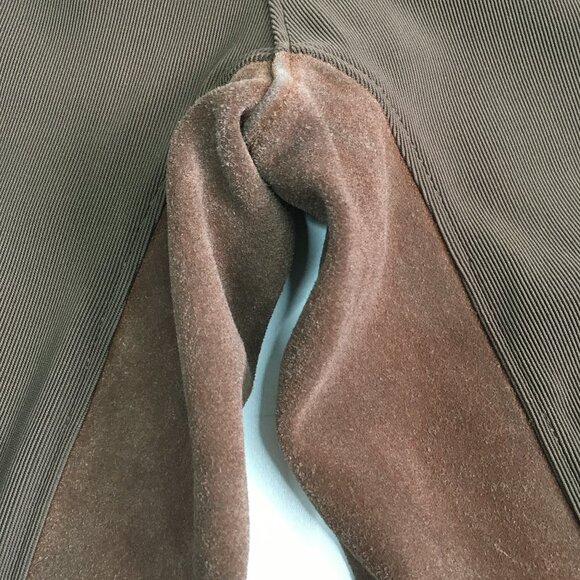 KERRITS Pull On Brown Ribbed Leather Suede Insert Equestrian Breeches Pant - Picture 11 of 15